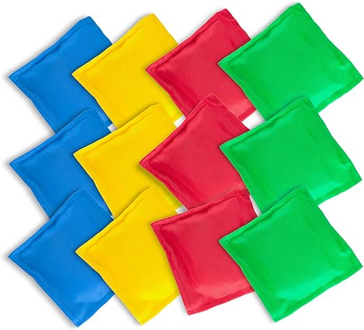 Colorful Nylon Bean Bags for Kids’ Tossing Games and Other Activities (5" x 5" Each)